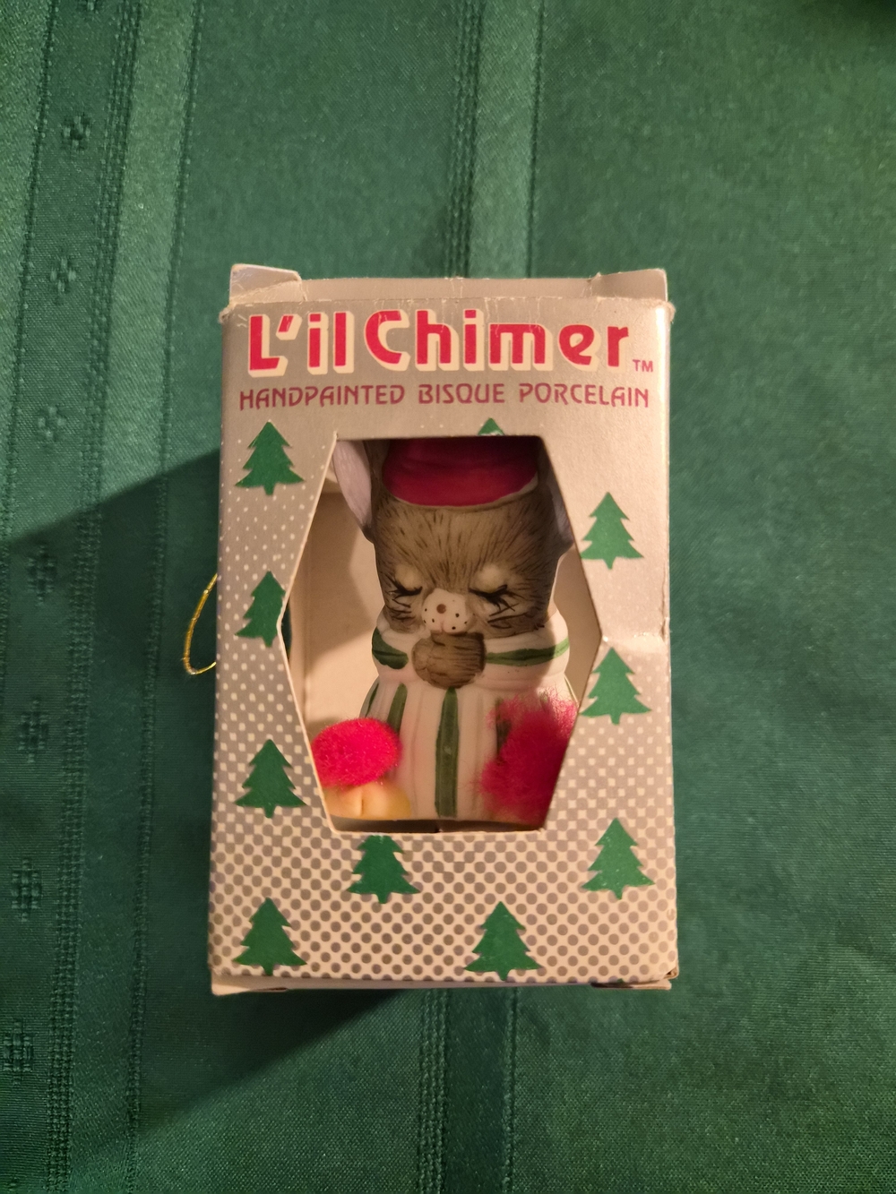 Handpainted Bisque Porcelain Mouse Ornament